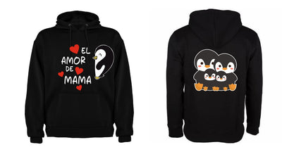 Sudadera personalizada| Negra| Pinguinos | Mamá