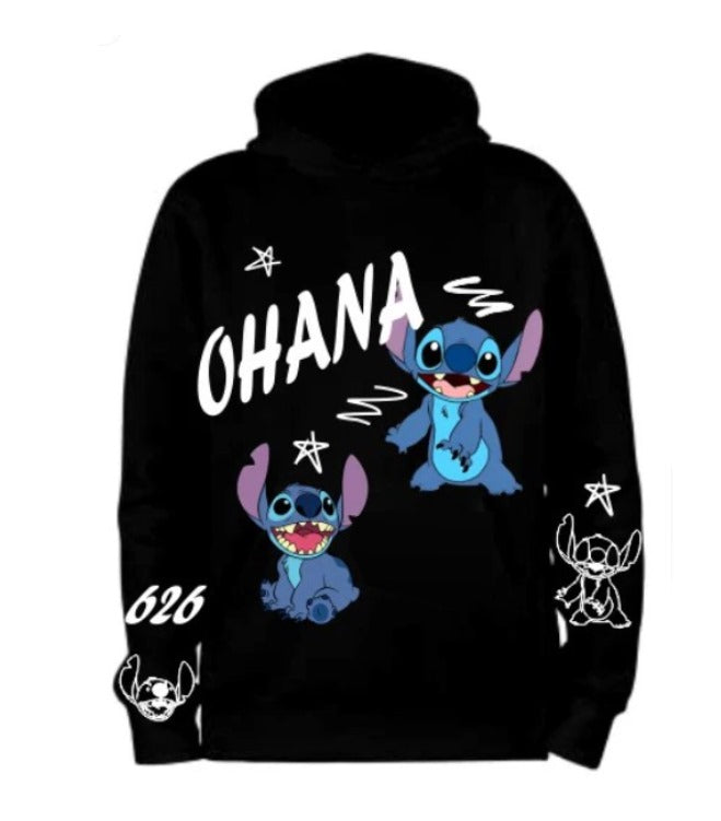 Sudadera negro | Stitch | Ohana