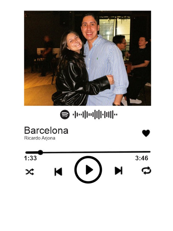 Cuadro Acrílico Spotify | pareja | Barcelona | Ricardo Arjona