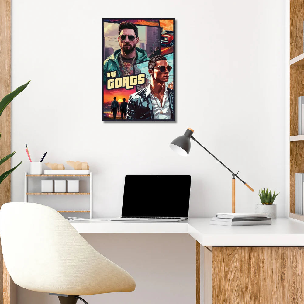 Cuadro Metálico Personalizable | Lionel Messi y Cristiano Ronaldo | THE GOATS