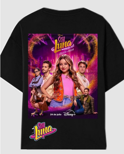 Playera | Negra | Soy Luna | Estampado de Personajes soy luna