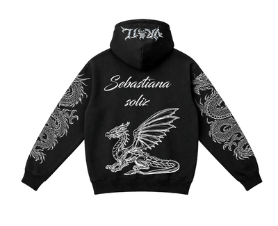 Sudadera | Perlado | Negro | Dragón Chino | Sebastiana