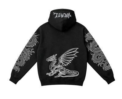 Sudadera con capucha | Perlado | Negro | Dragón Chino