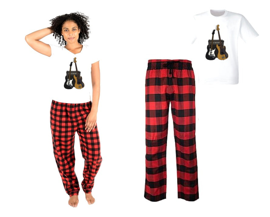 Pijama de Guitarra | Rojo | cuadros | Guitarras