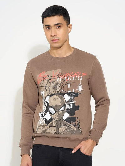 Sudadera | Cuello redondo | cafes claro | hombre araña| Spider man | Spider-man Printed pullover sweatshirt