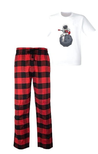 Pijama de Guitarra | Rojo | cuadros | Manga Corta