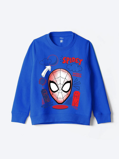 Sudadera | Cuello redondo | azul pastel | hombre araña| Spiderman |YK Marvel Bpys Animation Printed Sweatshirt