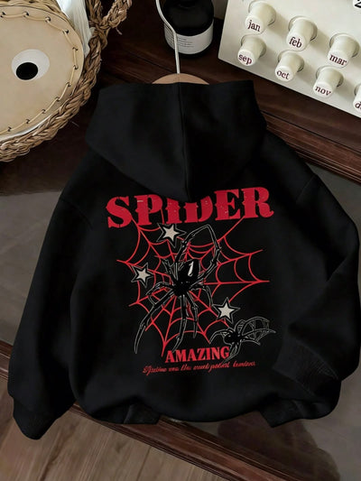 Sudadera | Negro | Hombre Araña | Spider man | Estamapado de Araña simple