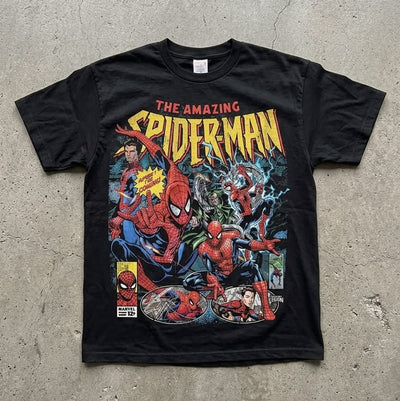 Playera | negra | Hombre araña | Vintage | Streetwear Retro Marvel