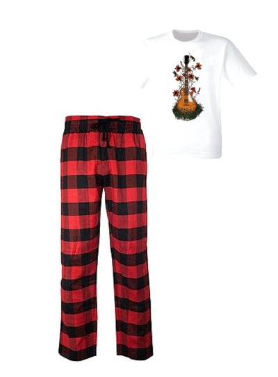 Pijama de Guitarra | Rojo | cuadros | Flores