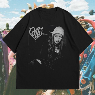 Playera | Negra| Over| Cazzu | Latinaje | fondo negro
