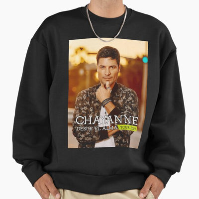Sudadero | Cuello Redondo | Negro | Chayanne | Retrato
