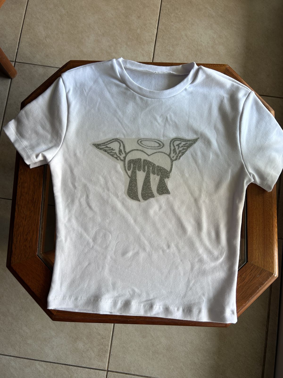 Playera Personalizada | | Crop Top | TINI | Retrato de angel | Blanco