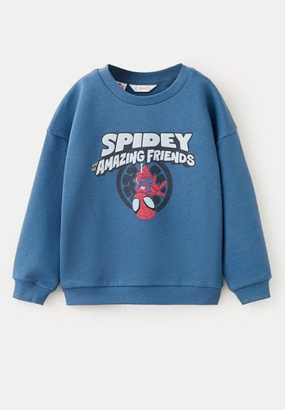 Sudadera | Cuello redondo   | Celeste | hombre araña| Spider man | Amazing Friends