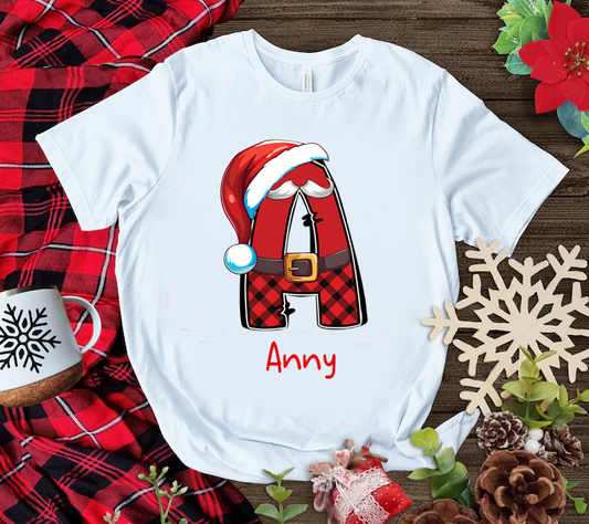 Playera Personalizada| Blanca| Navideña| Letra Santa