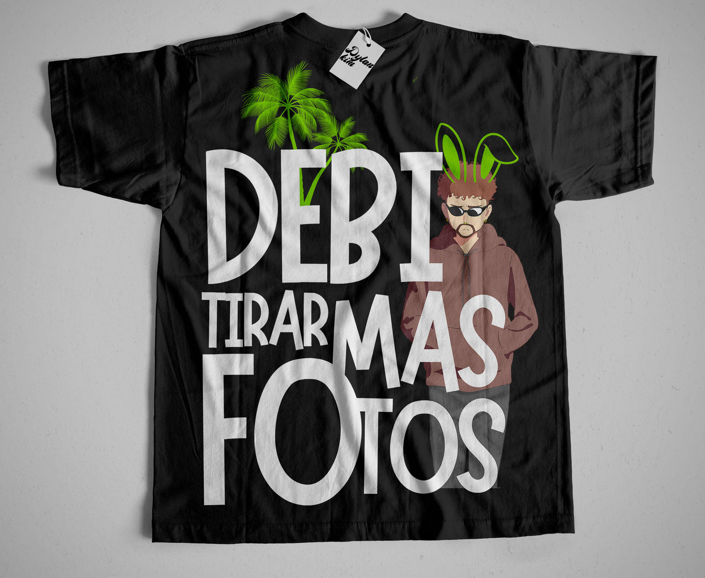 Playera  Negra |Bad Bunny | Palmeritas verdes