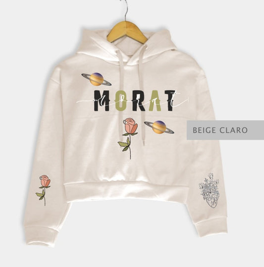 Sudadera Tipo Crop Top | Morat | Beige| Porque cuando estoy contigo