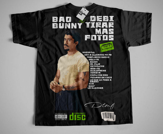 Playera  Negra |Bad Bunny | Disc y casete