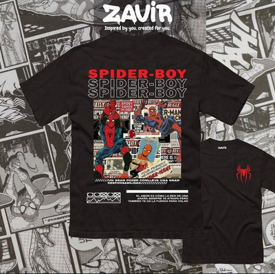 Playera | negro  | Hombre araña | spiderman | collage de spider