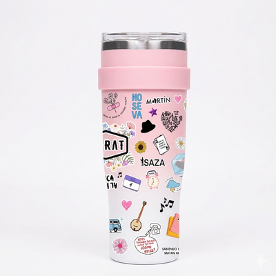Vaso Térmico 1300ml | Morado | Morat | COLLAGE figuritas coloridas 2 | Azucena