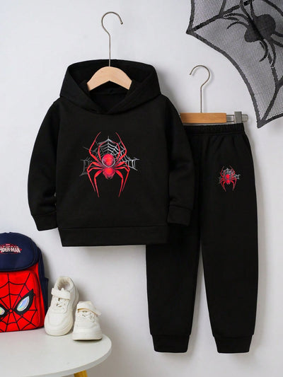 Conjunto Sudadera, Pants | Negro | Hombre Araña | Estampado de araña