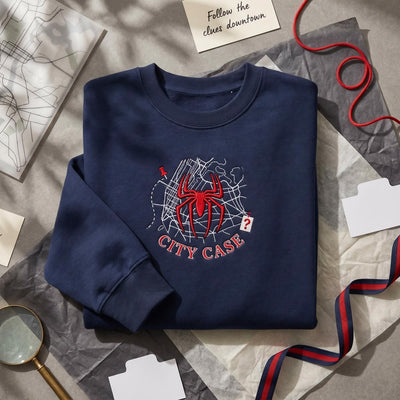 Sudadera | Cuello redondo | Azul marino | hombre araña| Spider man | City Case
