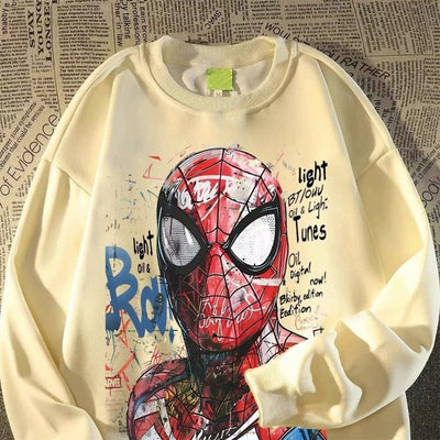 Sudadera | Cuello redondo | Amarillo  | hombre araña| Spider man | Dibujo animado