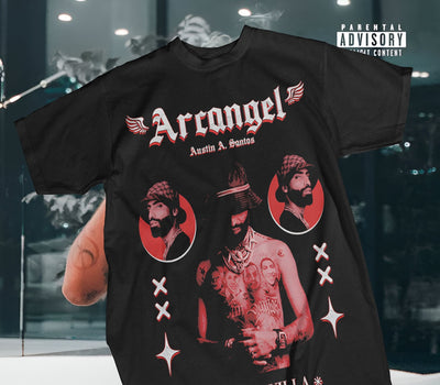 Playera Negra | Arcangel| Austin A. Santos | Rojo