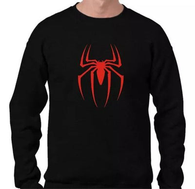 Sudadera | Cuello redondo  | Negro  | hombre araña| Spider man | araña roja centro