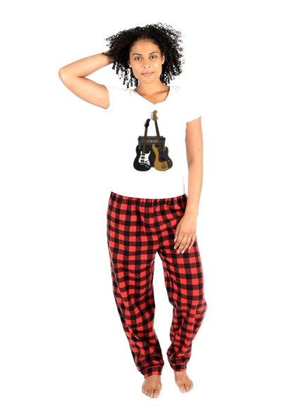 Pijama de Guitarra | Rojo | cuadros | Guitarras