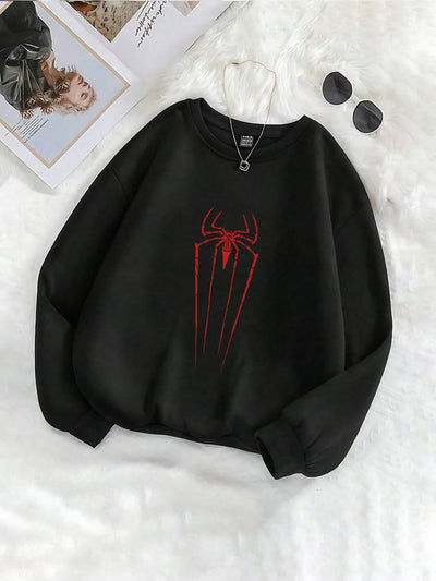 Sudadera | Cuello redondo  | Negro | hombre araña| Spider man | astetic araña roja