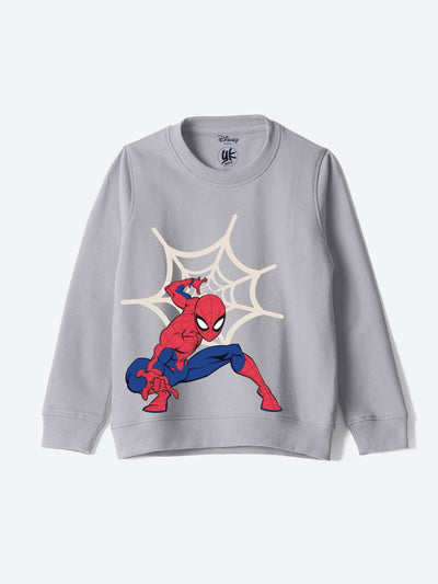 Sudadera | Cuello redondo | Blanco- gris | hombre araña| Spider man | Marvel Boys Spider-man