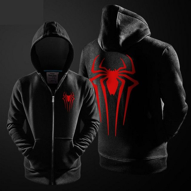 Sudadera con zipper | Negro | Hombre Araña | spider man | logo Rojo