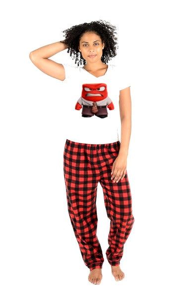 Pijama de intensamente | Rojo | cuadros | Manga Corta|Furia