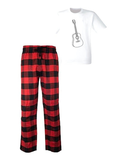 Pijama de Guitarra | Rojo | cuadros | Blanco y Negro