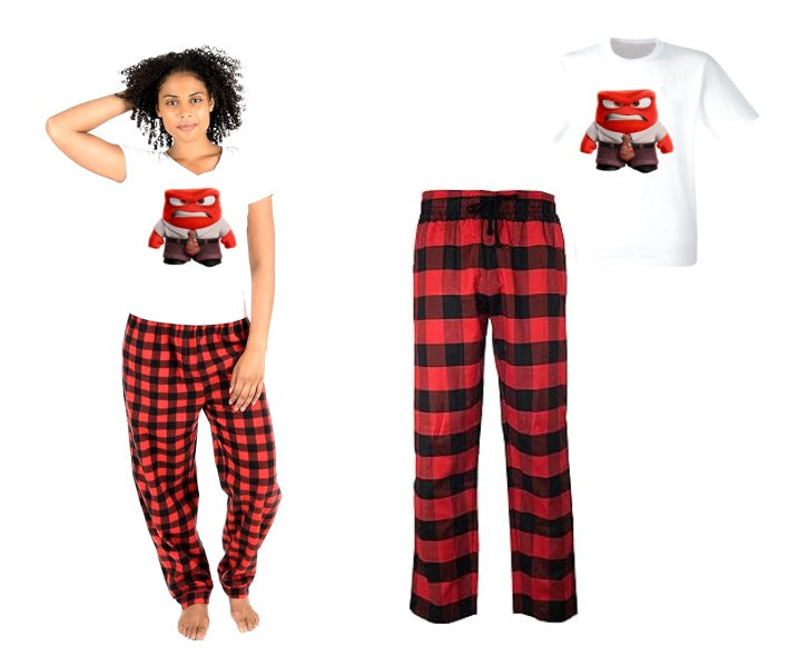 Pijama de intensamente | Rojo | cuadros | Manga Corta|Furia