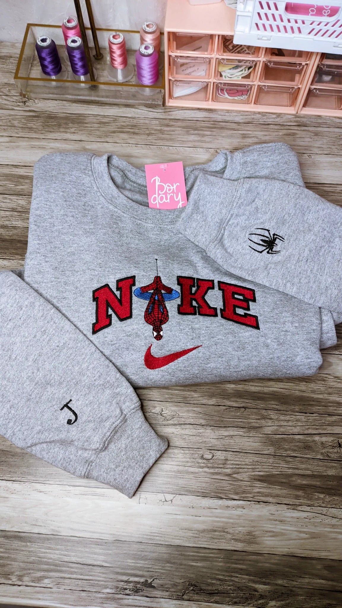 Sudadera | Cuello redondo | gris | hombre araña| Spider man | Nike spiderman
