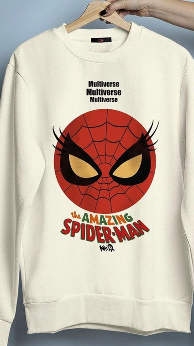Sudadera | Cuello redondo | crema | hombre araña| Spider man | Multiverse Amazing