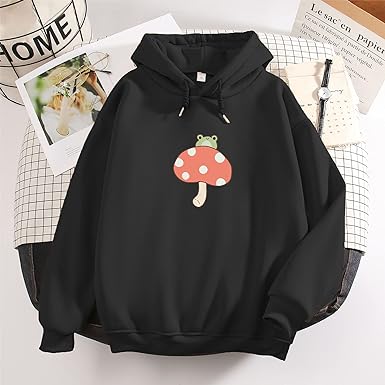 Sudaderos  Personalizadas | rana kawaii con diseño de hongos