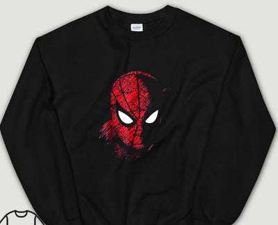 Sudadera | Cuello redondo | Negro | hombre araña| Spider man | silueta de boceta