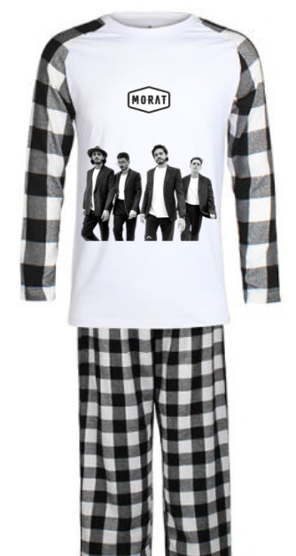 Pijama de Morat | Negro | Cuadros | Manga Larga | Banda blanco y negro