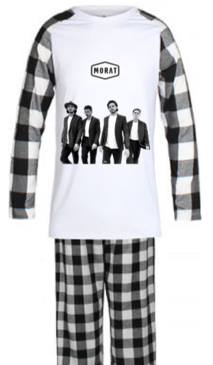 Pijama de Morat | Negro | Cuadros | Manga Larga | Banda blanco y negro