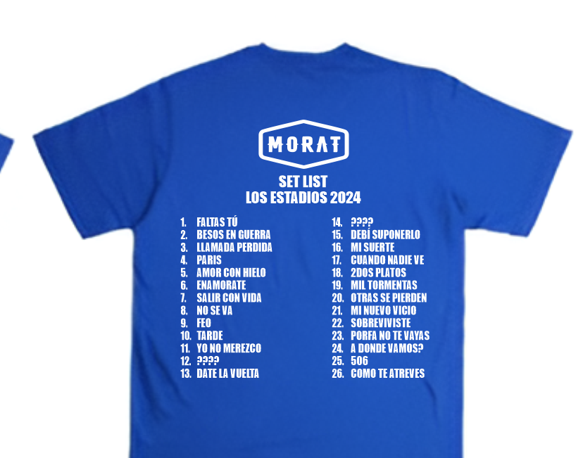 Playera Personalizada | Azul nacional | Morat | Set List | Gira los Estadios