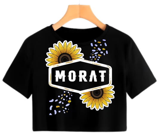 Playera Morat | Negra | Crop Top | Girasol