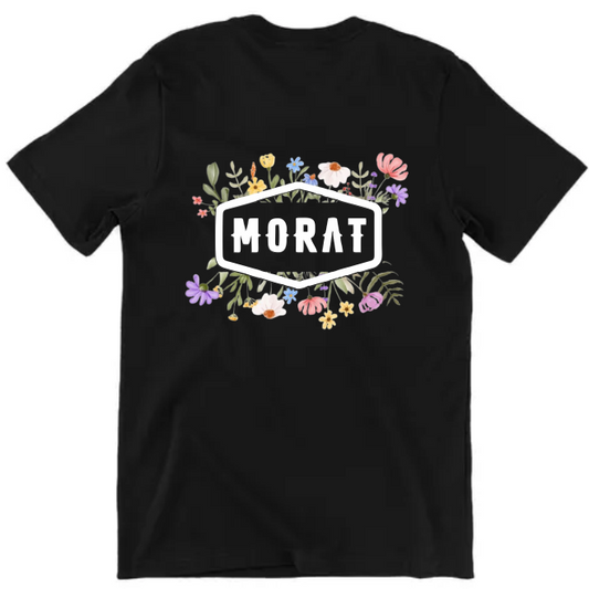 Playera Negra CUELLO V Morat | Negra | Flores | MORAT