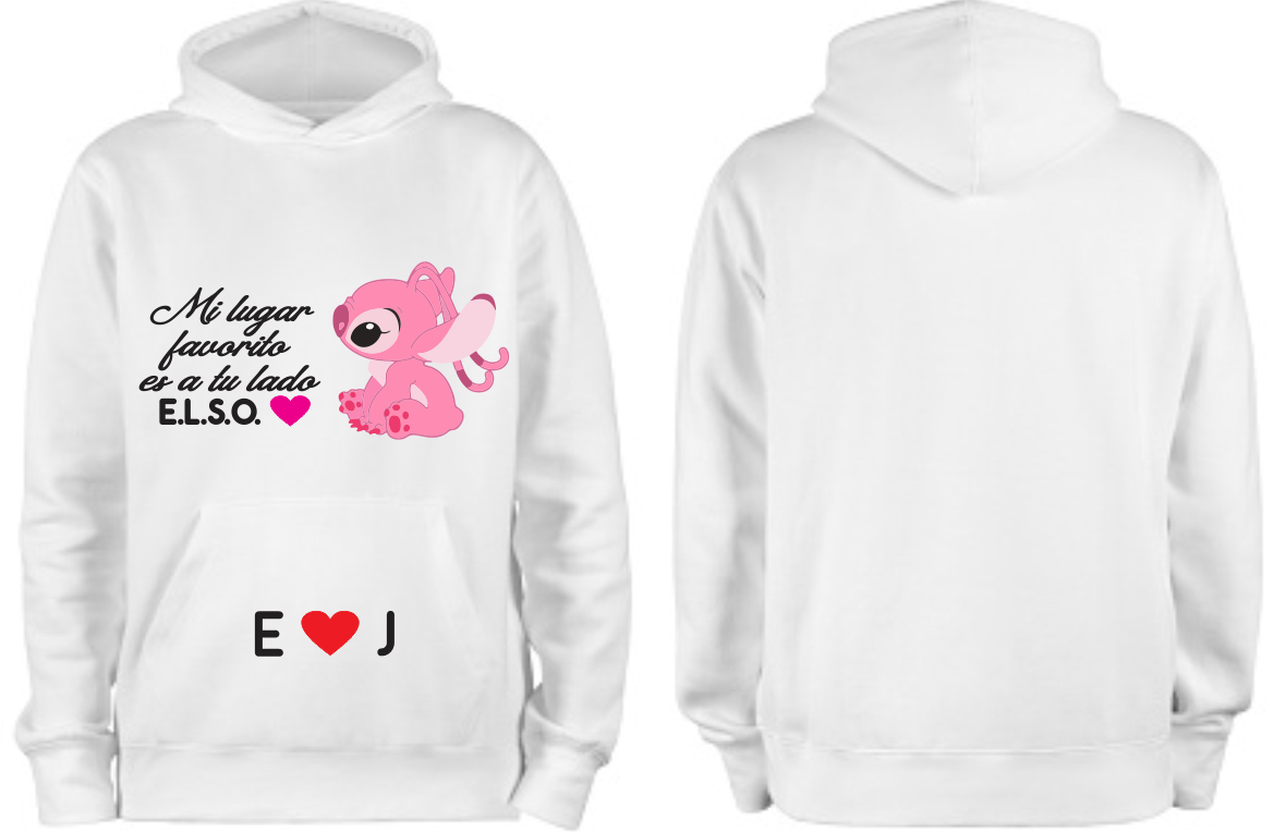 Sudadera blanca| Stich | Rosa E&J