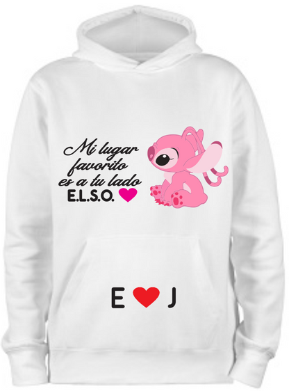 Sudadera blanca| Stich | Rosa E&J