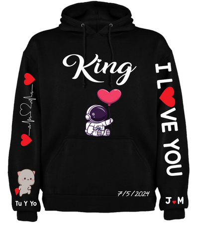 Sudadera Personalizada| Negra| Peach And Goma| King