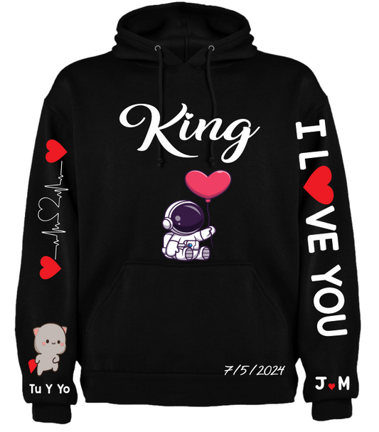 Sudadera Personalizada| Negra| Peach And Goma| King