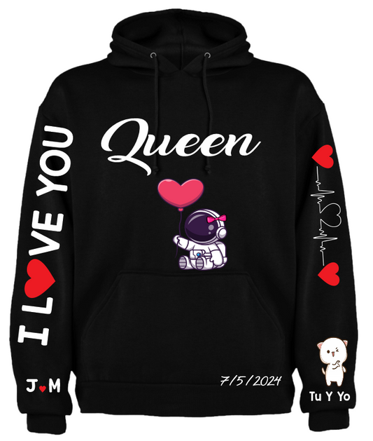 Sudadera Personalizada| Negra| Peach And Goma| Queen